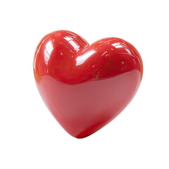 A glossy, three-dimensional red heart, smooth and subtly reflective, isolated on a black background