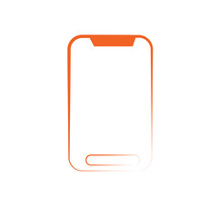 Minimalist orange smartphone icon vector illustration. Modern mobile phone outline symbol for app, web design, and technology concepts isolated on a clean white background.