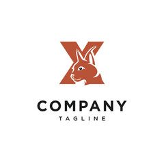 Letter X Caracal Cat Logo Icon Vector