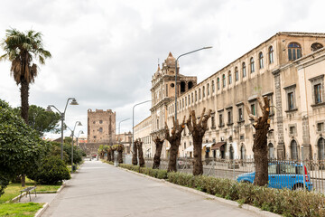 Architectural Sights of The Monastery of Saint Lucy (Monastero di Santa Lucia) in Adrano, Sicily, Italy.