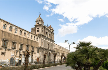 Architectural Sights of The Monastery of Saint Lucy (Monastero di Santa Lucia) in Adrano, Sicily, Italy.
