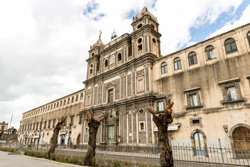 Architectural Sights of The Monastery of Saint Lucy (Monastero di Santa Lucia) in Adrano, Sicily, Italy.