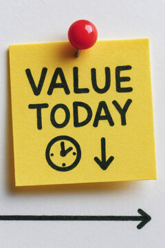 Value today time value money tvm reminder note pinned motivational concept
