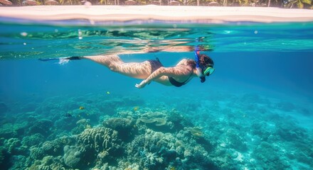 woman snorkeling in the sea