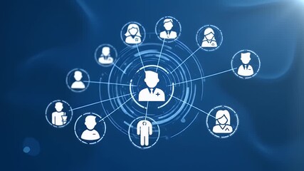 Medical Network Illustration on Blue Abstract Background with Glowing Lens Flare - Powered by Adobe