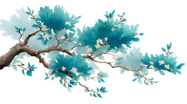 Branch watercolor design element isolated on a transparent background