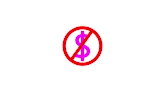 No Money Symbol Red Circle Prohibition Sign Pink Dollar Icon Forbidden Transaction Financial Ban