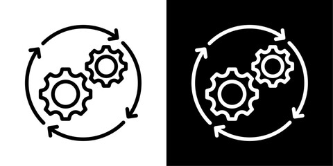 Process  Icon Of Line Black And White Style Vector Illustration 