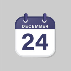 Digital Calendar Icon for December 24th - Christmas Eve