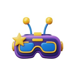 3 D cartoon virtual reality headset with star VR headset