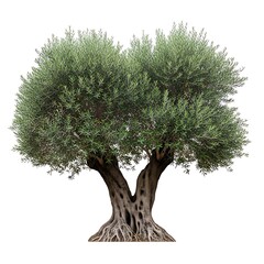 Ancient Olive Tree with Gnarled Trunk and Green Foliage