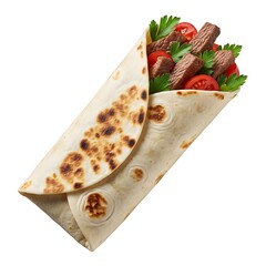 Beef and tomato wrap with fresh parsley garnish burrito