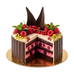 Chocolate cake with berries and cream frosting raspberry
