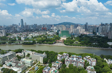 Guangzhou ,China - October 04,2025: Aerial view of landscape in Guangzhou city, China