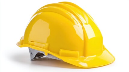Hard hat sits on a plain surface representing safety and protection in the construction industry.