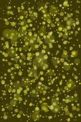 Shimmering Golden Yellow Bokeh Lights on Dark Green Background Creating a Festive and Magical Abstract Texture for Celebrations and Design