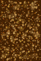 Warm golden and orange bokeh lights on a dark brown background creating a festive and elegant abstract texture.