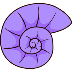 Purple Seashell Nautilus Spiral Abstract Marine Life Illustration Minimalist Design