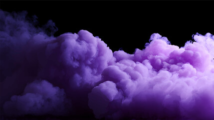 Fototapeta premium A dense cloud of purple smoke against a black background, creating a mystical and dramatic atmosphere