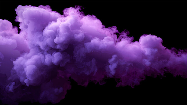 A dense cloud of purple smoke against a black background, creating a mystical and dramatic atmosphere
