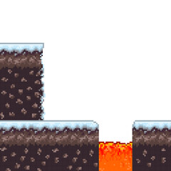 Pixel Platformer Tileset — Ice and Lava Level Game Assets