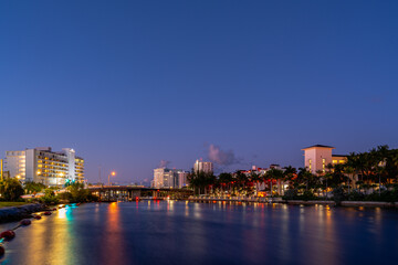 Fototapeta premium Night view of Boca Raton inlet, Florida