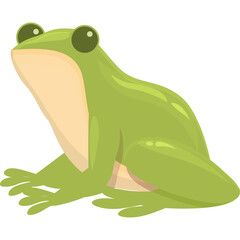 Green Frog Sitting On Transparent Background A Cute Amphibian With Big Eyes And Smooth Skin Detailed Smooth Illustration