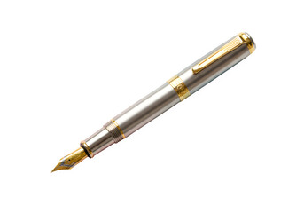 Naklejka premium Elegant fountain pen on a watercolor backdrop for art, isolated on white or transparent background. PNG