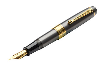 Naklejka premium Elegant fountain pen on a watercolor backdrop for art, isolated on white or transparent background. PNG