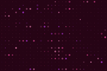 Abstract digital background with scattered gears and dots in shades of pink and purple, representing technology and mechanical processes