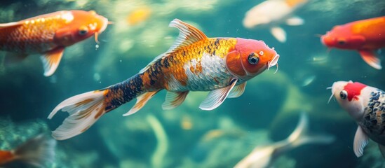 Fototapeta premium Colorful Koi Fish in Water