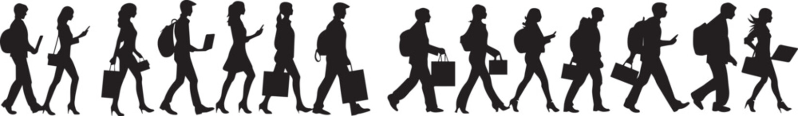 People walking silhouette vector illustration concept for business and lifestyle