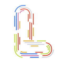 Abstract Letter L Shape Formed By Colorful Intersecting Lines On A Black Background