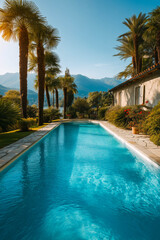 Fototapeta premium Private swimming pool nearby a luxury house