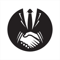 Handshake negotiation vector silhouette outline logo design concept illustration