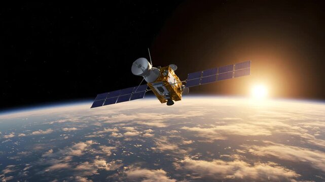 Earth-Orbiting Satellite at Sunrise