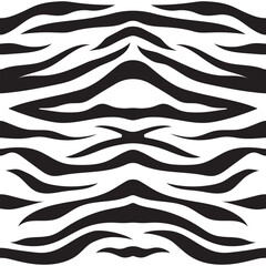 zebra print pattern, black and white animal skin texture vector background