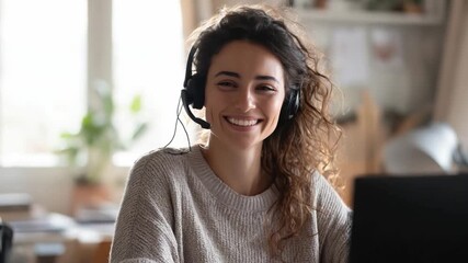 Smiling Support Specialist: A radiant customer support specialist, illuminated by the soft glow of natural light, smiles warmly as she offers assistance.