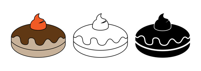 Sufganiyah icon set isolated on white background