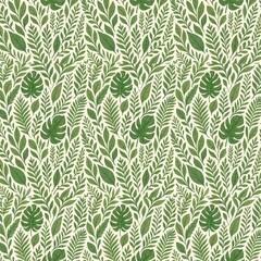 seamless pattern with green leaves