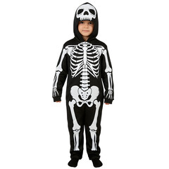 Fototapeta premium Fun Halloween costume for children featuring skeleton design, isolated on white or transparent background. PNG