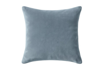 Soft light blue velvet pillow on transparent background