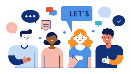 business people with speech bubbles