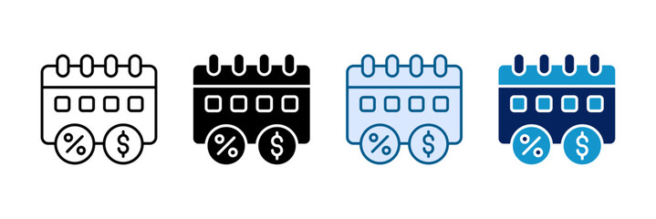 Fiscal Year Icon Set Multiple Style Collection