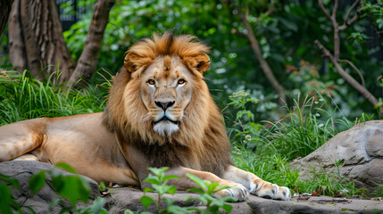 Lion resting in natural habitat