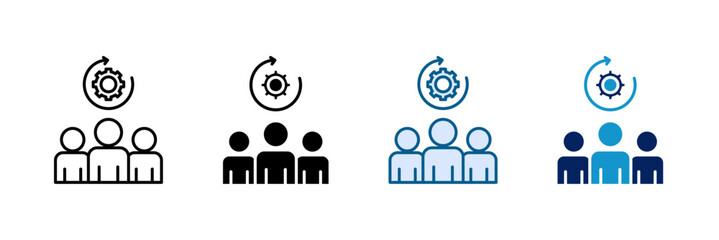 Team Workflow Icon Set Multiple Style Collection