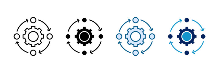 Work Sequence Icon Set Multiple Style Collection
