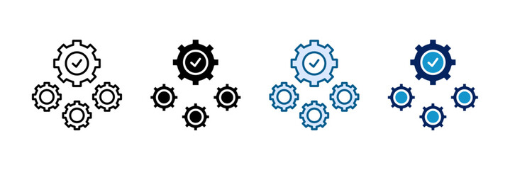 Process Chain Icon Set Multiple Style Collection