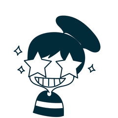 doodle cartoon cute girl smiling with starry eyes