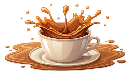 Hot cup of coffee with a splash of coffee, a perfect morning beverage illustration